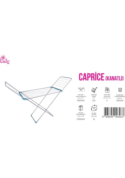 Lady Caprice Kanatlı Çamaşır Kurutma Askısı - Kurutmalık 174X111X55 cm modelleri