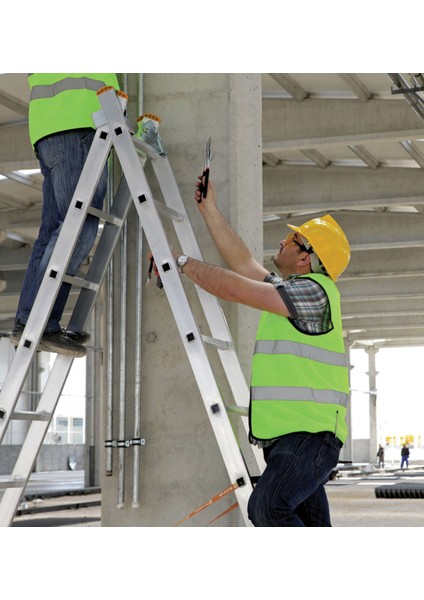 Alüminyum Endüstriyel A Tipi Sürgülü Merdiven 2 Kademeli 2x7 Basamaklı