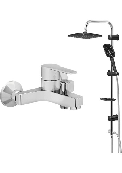 Nora S Banyo Batarya Valtemo Siyah Tepe Duş Seti VS-5240