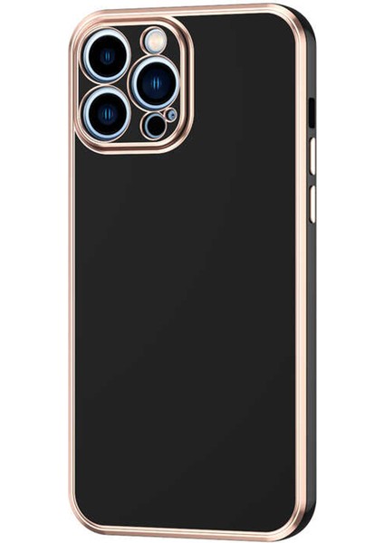 iPhone 12 Pro Max Uyumlu Luxury Serisi Altın Çerçeveli Silikon Kılıf