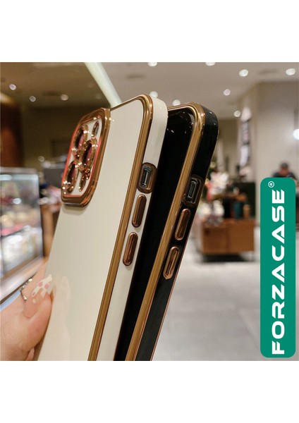 iPhone 12 Pro Uyumlu Luxury Serisi Altın Çerçeveli Silikon Kılıf