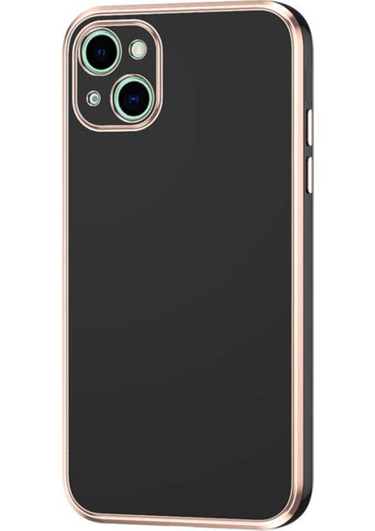 iPhone 14 Uyumlu Luxury Serisi Altın Çerçeveli Silikon Kılıf