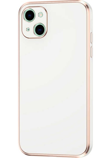 iPhone 14 Plus Uyumlu Luxury Serisi Altın Çerçeveli Silikon Kılıf