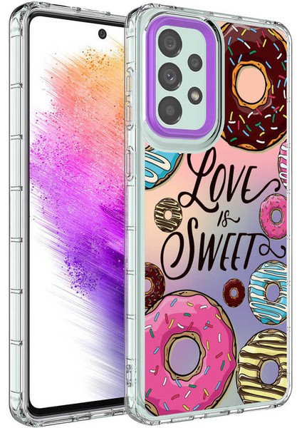Samsung Galaxy A73 Kılıf Kamera Korumalı Desenli Renkli Sert Parlak Silikon Kapak (Korn)