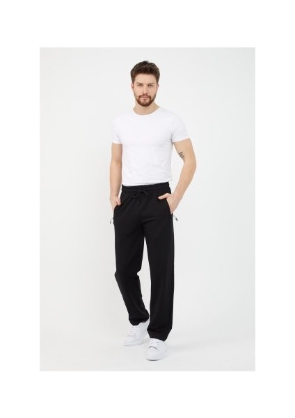 Siyah-Antrasit Erkek Büyük Beden 2'li Düz Paça Cep Fermuar Detaylı Rahat Kesim Eşofman Altı fiyatları