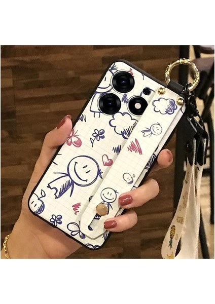 Tecno Spark 10 Pro Için Telefon Kılıfı Bileklik + Kordon + Stand Sevimli Moda Darbeye Dayanıklı Tampon Silikon Kapak (Yurt Dışından)