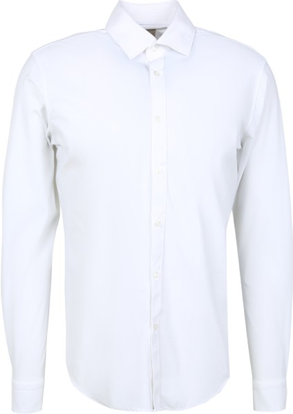 Slim Fit Düğmeli Yaka Beyaz Erkek Gömlek A266CARLST98-