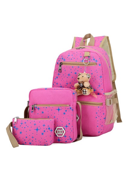 Dört Parçalı Öğrenci Sırt Çantası Kanvas Okul Çantası (Yurt Dışından)