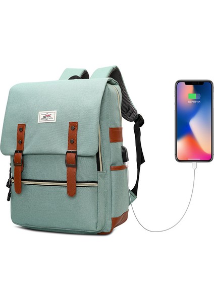 Erkek ve Kadın Aynı Stil Naylon Sırt Çantası USB Şarj Edilebilir Bilgisayar Sırt Çantası (Yurt Dışından)