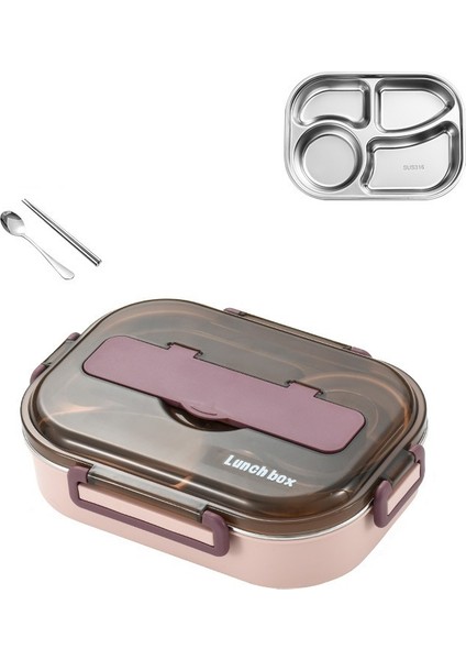 Ofis Çalışanı Dört Izgara Yemek Kabı Öğrenci Gıda Sınıfı Paslanmaz Çelik Yemek Kabı (Yurt Dışından)