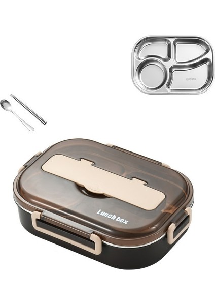 Ofis Çalışanı Dört Izgara Yemek Kabı Öğrenci Gıda Sınıfı Paslanmaz Çelik Yemek Kabı (Yurt Dışından)