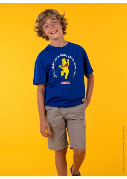 Baskılı Lacivert Erkek Çocuk T-Shirt HRBTXT101