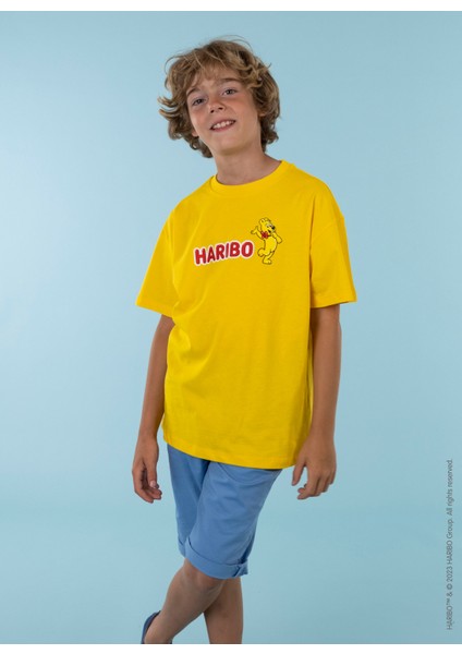 Baskılı Sarı Erkek Çocuk T-Shirt HRBTXT106