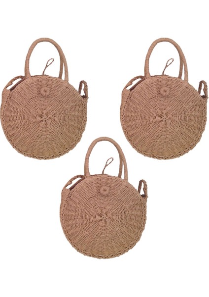 Hasır Crossbody Çanta - Kadın Yuvarlak Yaz Plaj Çantası A (Yurt Dışından)