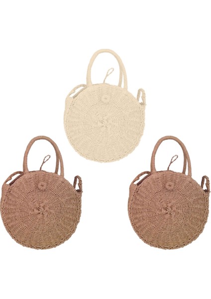 Hasır Crossbody Çanta - Kadın Yuvarlak Yaz Plaj Çantası D (Yurt Dışından)