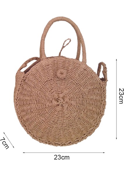 Hasır Crossbody Çanta - Kadın Yuvarlak Yaz Plaj Çantası C (Yurt Dışından) fırsatları
