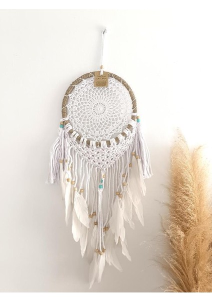 Düş Kapanı Makrome Dreamcatcher Kuş Tüyü Rüya Kapanı Duvar Süsü El Işi