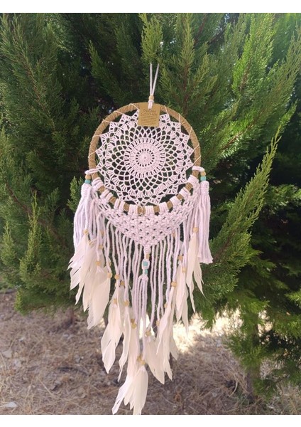 Düş Kapanı Makrome Dreamcatcher Kuş Tüyü Rüya Kapanı Duvar Süsü El Işi