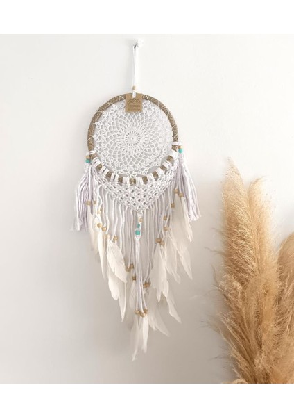 Düş Kapanı Makrome Dreamcatcher Kuş Tüyü Rüya Kapanı Duvar Süsü El Işi