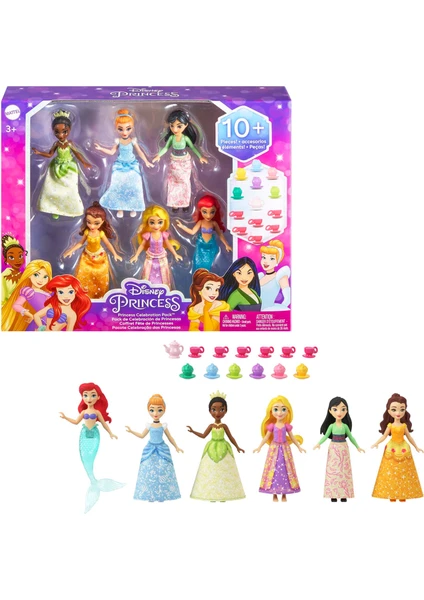 Disney Prenses Bebekleri 6'lı Set, 3 yaş ve üzeri, HLW91