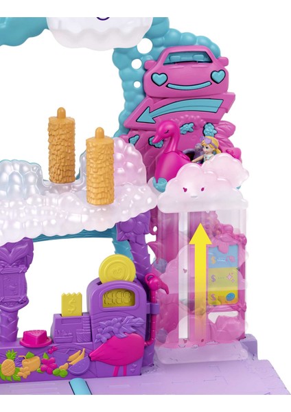 Polly Pocket Flamingo Araba Su Eğlencesi, 2 Bebek, Renk Değiştiren Flamingo Araba ve Su Oyunu Aksesuarlarıyla, 4 Yaş ve Üzeri Hhj05