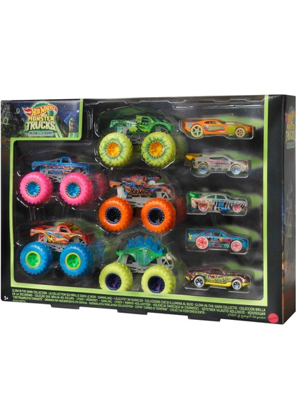 Monster Trucks Karanlıkta Parlayan Araçlar Paketi, 3 yaş ve üzeri, HCB57