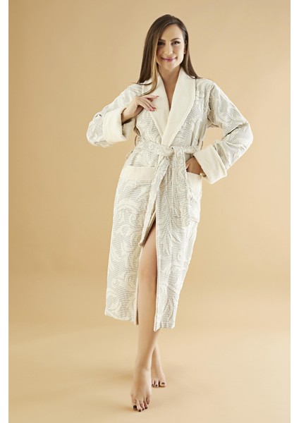 Jakarlı Organik %100 Cotton Bayan Bornozu modelleri