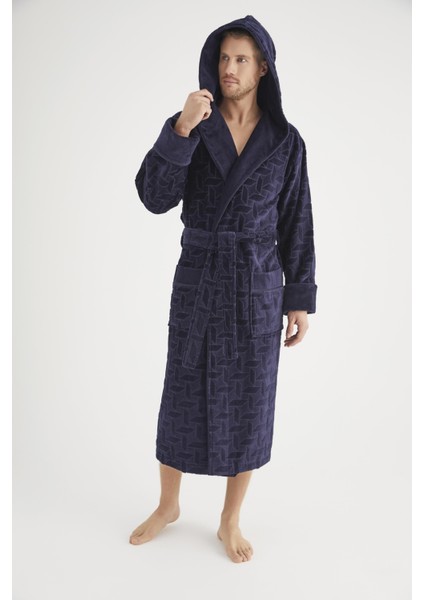 Jakarlı %100 Cotton Erkek Bornozu