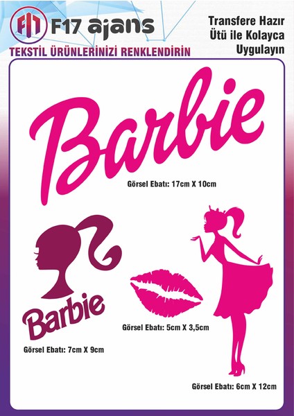 Ütü ile Yapışan Tekstil Dtf Transfer Baskı Barbie