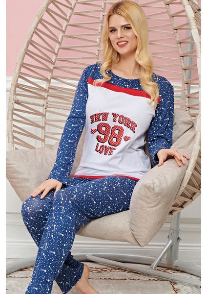 Bayan Uzun Kollu Pijama Takımı Model No 7569