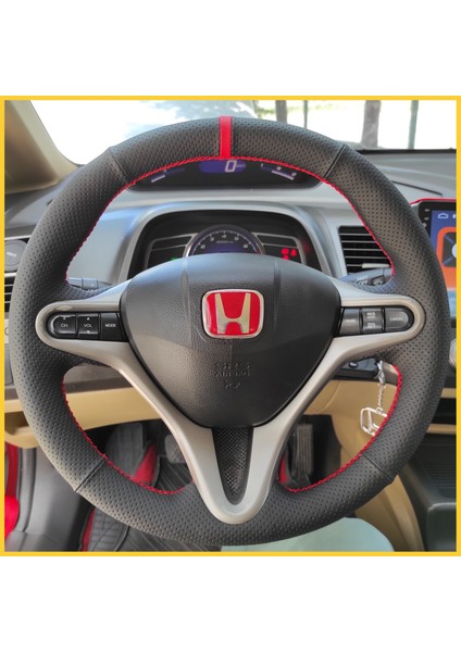 Honda Civic Fd6 Araca Özel Direksiyon Kılıfı (Kırmızı Yüzüklü)