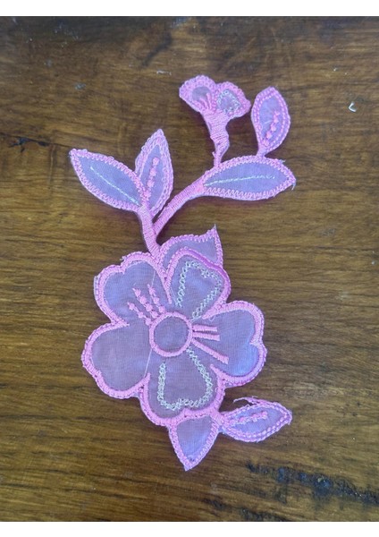 18X8 cm Ütü Ile Yapışan Transparan Pembe Çiçek Arma Yama Dikiş Hobi