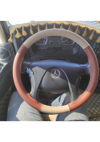 Mercedes Axor 1840 Direksiyon Kılıfı (Kahverengi Krem)