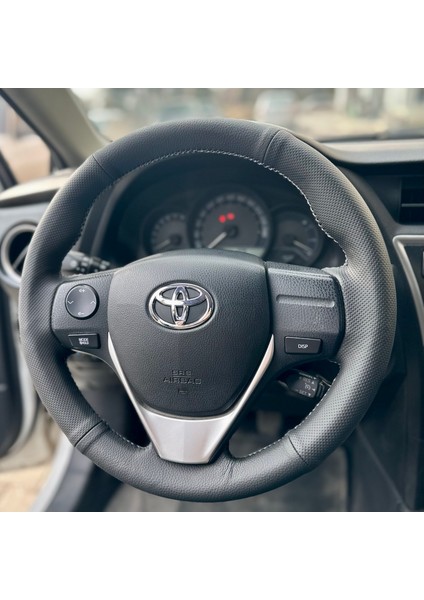 Toyota Corolla 2013-2018 Araca Özel Direksiyon Kılıfı (Noktalı Düz Gri Dikişli)