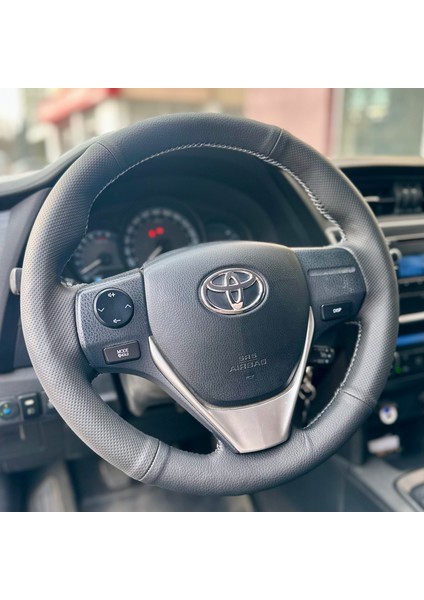 Toyota Corolla 2013-2018 Araca Özel Direksiyon Kılıfı (Noktalı Düz Gri Dikişli)