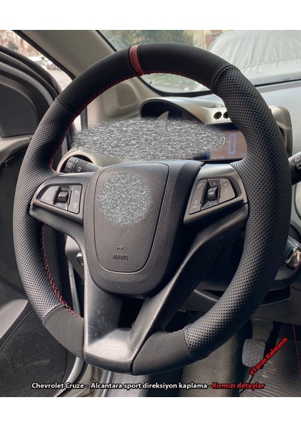 Chevrolet Cruze Araca Özel Direksiyon Kılıfı Kırmızı Yüzüklü
