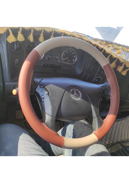 Mercedes Axor 1840 Direksiyon Kılıfı (Kahverengi Krem) modelleri