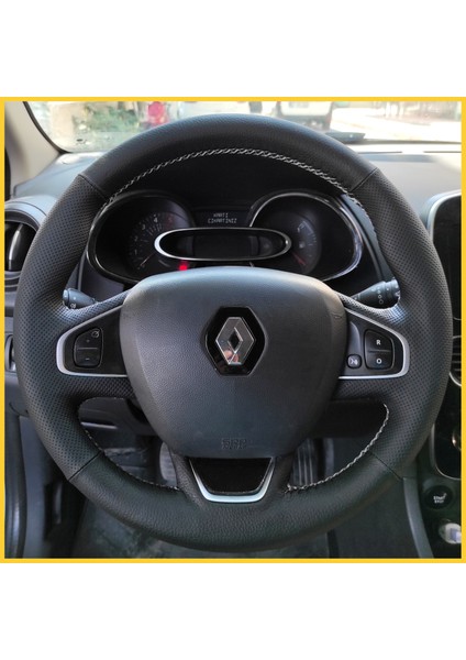 Renault Clio 4 Faz 2 Araca Özel Direksiyon Kılıfı (Gri Dikiş)