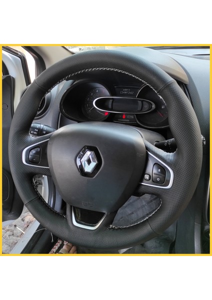 Renault Clio 4 Faz 2 Araca Özel Direksiyon Kılıfı (Gri Dikiş)