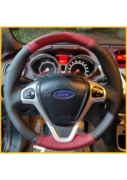 Ford Fiesta Titanyum Kasa Araca Özel Direksiyon Kılıfı (Vişne Çürüğü Noktalı)