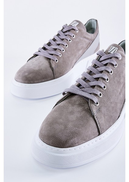 Livio Erkek Gri Nubuk Hakiki Deri Sneakers & Spor Ayakkabı 352 18004 Erk Ayk Y23