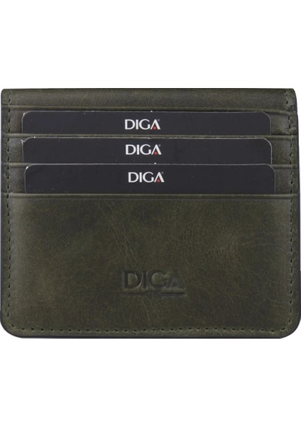Diga Çıtçıtlı Kartlık Gerçek Deri 8 Kartlık Bölmeli Kartvizit Para Bölmeli Kadın Erkek Cüzdan 10X8.5X1.5 cm Yeşil çıtçıtlı Gerçek Deri Taba Kartlık