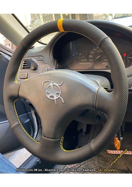 Honda Civic 1998 Ies Araca Özel Direksiyon Kılıfı (Noktalı Nubuk Yüzüklü)