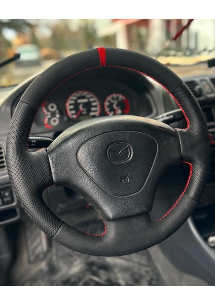 Mazda 3.23 Araca Özel Direksiyon Kılıfı (Noktalı Nubuk Yüzüklü)