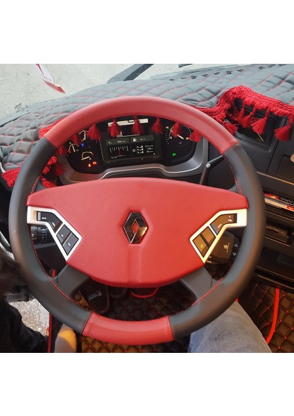 Renault 2018 Kamyon Direksiyon Kılıfı (Kırmızı Siyah)