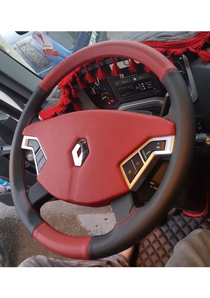 Renault 2018 Kamyon Direksiyon Kılıfı (Kırmızı Siyah)