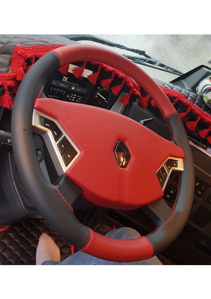 Renault 2018 Kamyon Direksiyon Kılıfı (Kırmızı Siyah)