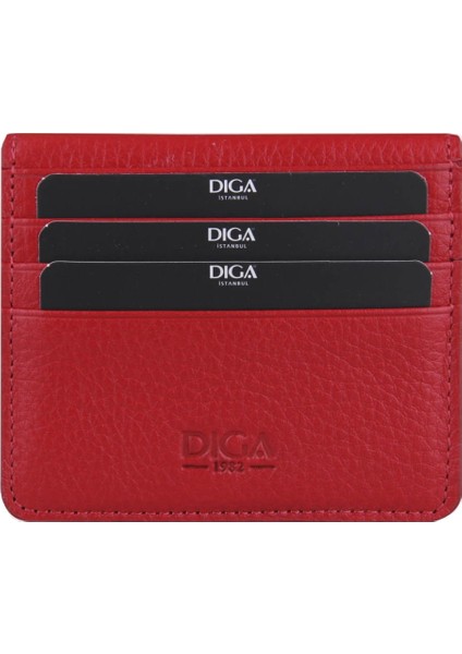 Diga Çıtçıtlı Kartlık Gerçek Deri 8 Kartlık Bölmeli Kartvizit Para Bölmeli Kadın Erkek Cüzdan 10X8.5X1.5 cm Kırmızı çıtçıtlı Gerçek Deri Taba Kartlık