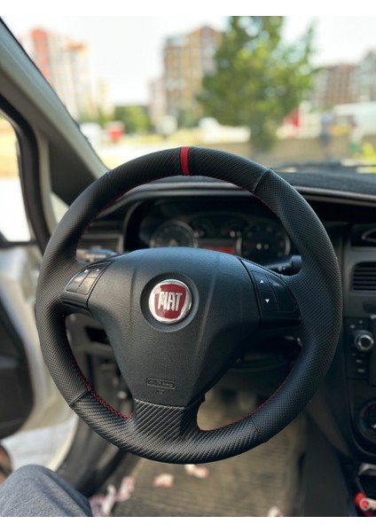 Fiat Linea Punto (Noktalı Karbon Kırmızı Yüzüklü ) Araca Özel Direksiyon
