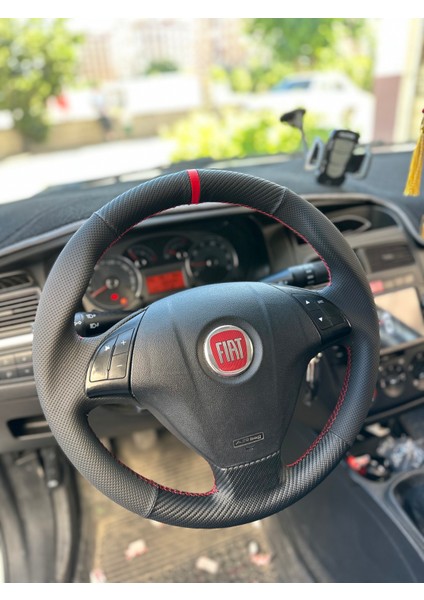 Fiat Linea Punto (Noktalı Karbon Kırmızı Yüzüklü ) Araca Özel Direksiyon